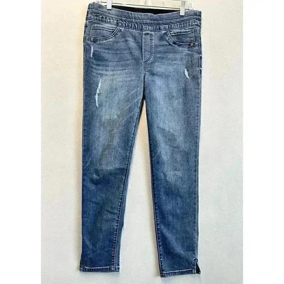 Democracy Blue Jeans Women's Ab Solution Pull On Distressed Med Wash Size 6‎ - Picture 1 of 8